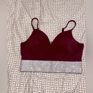 Bedazzled cropped tank cami sari saree blouse